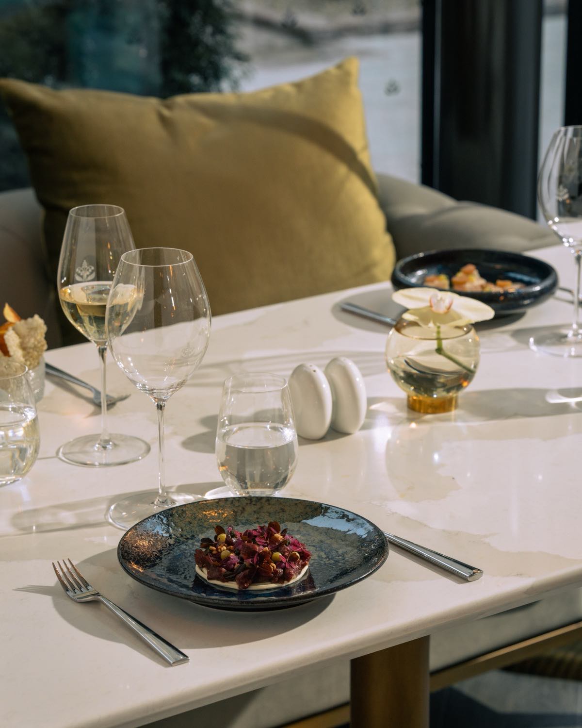A set table at The Hotel Maria, shot for the restaurant's feed