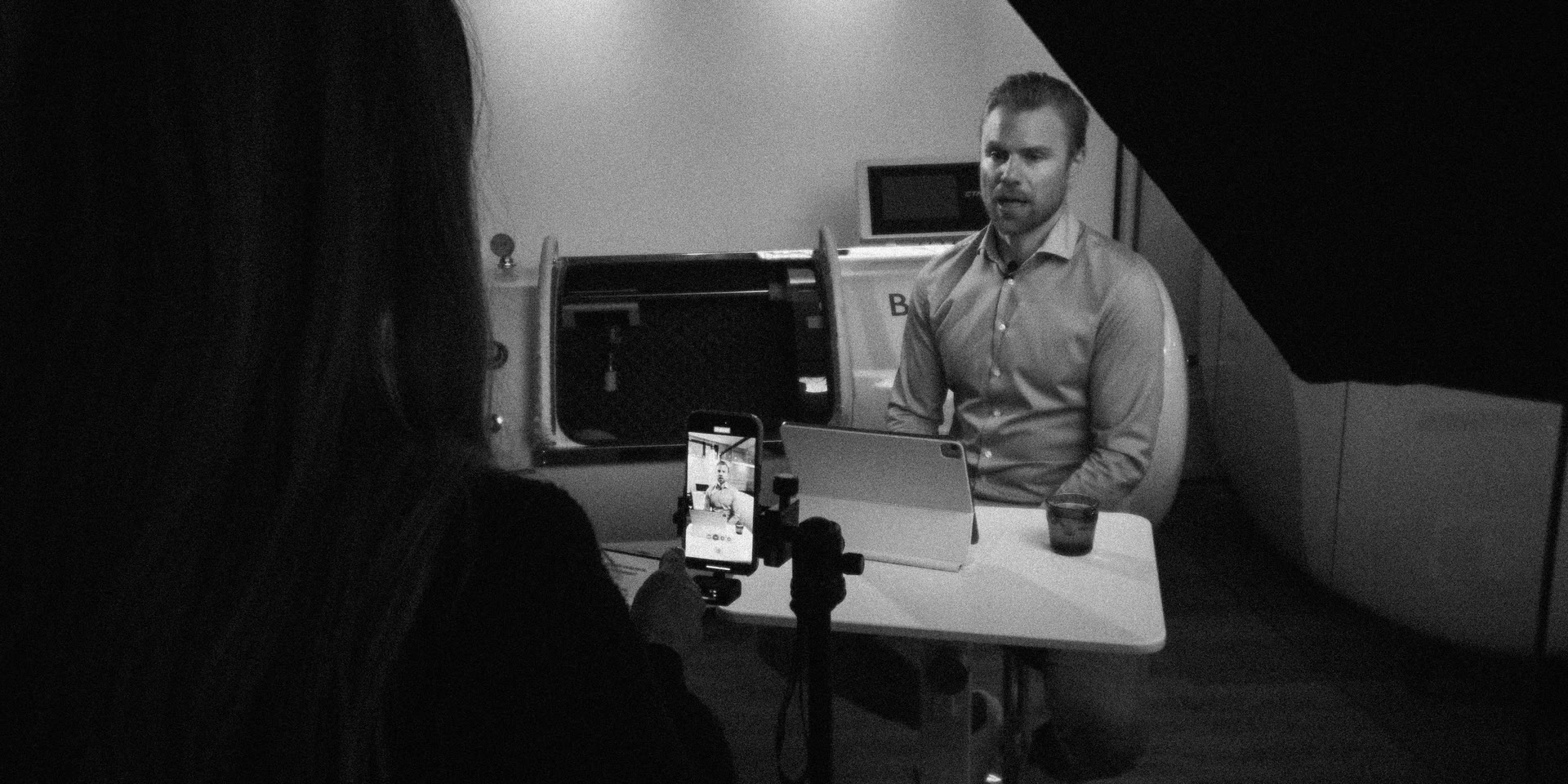 Filming the founder's interview at the Biohealth clinic